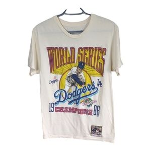 Mitchell & Ness LA Dodgers Cream 1988 World Series Champions Retro T Shirt Sz Sm